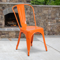 Flash Furniture CH-31230-OR-GG Orange Metal Indoor-Outdoor Stackable Chair